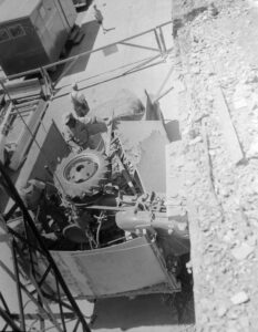 Eagles Building tractor falls from roof Jun 1960