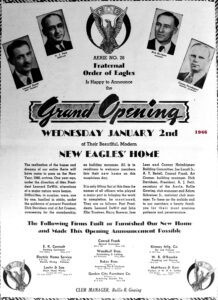 Eagles Lodge grand opening, Dec 1945
